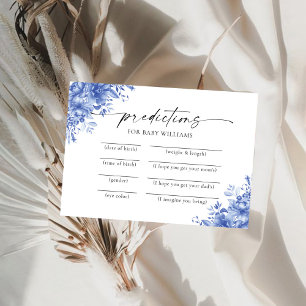 Tarjeta de predicciones Baby Shower floral de porc