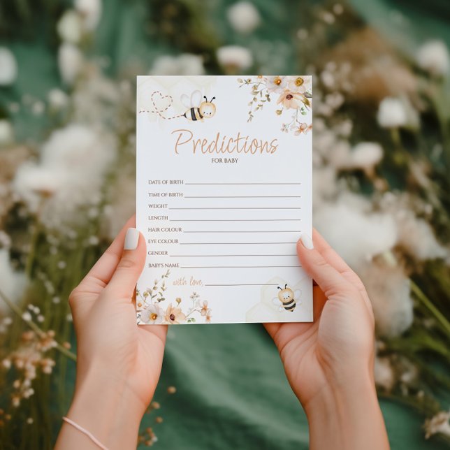 Tarjeta de predicciones Baby Shower Floral Honey B (Subido por el creador)