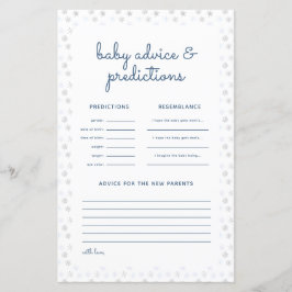 Tarjeta de predicciones Baby Shower para invierno 