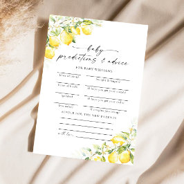 Tarjeta de predicciones de Baby Shower de cítricos