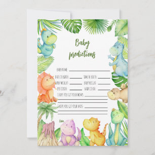 Tarjeta de predicciones de Baby Shower de dinosaur