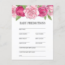 Tarjeta de predicciones de baby shower de rosas ac