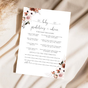 Tarjeta de predicciones de Baby Shower de seda flo
