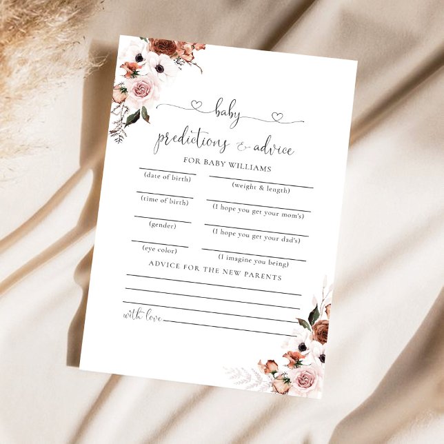 Tarjeta de predicciones de Baby Shower de seda flo (Subido por el creador)