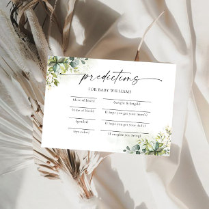 Tarjeta de predicciones de Baby Shower de verde