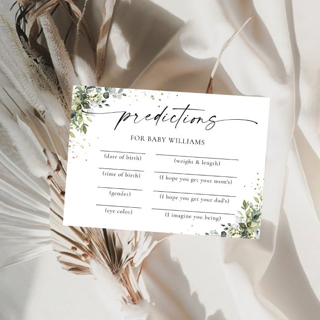 Tarjeta de predicciones de Baby Shower floral de E (Subido por el creador)