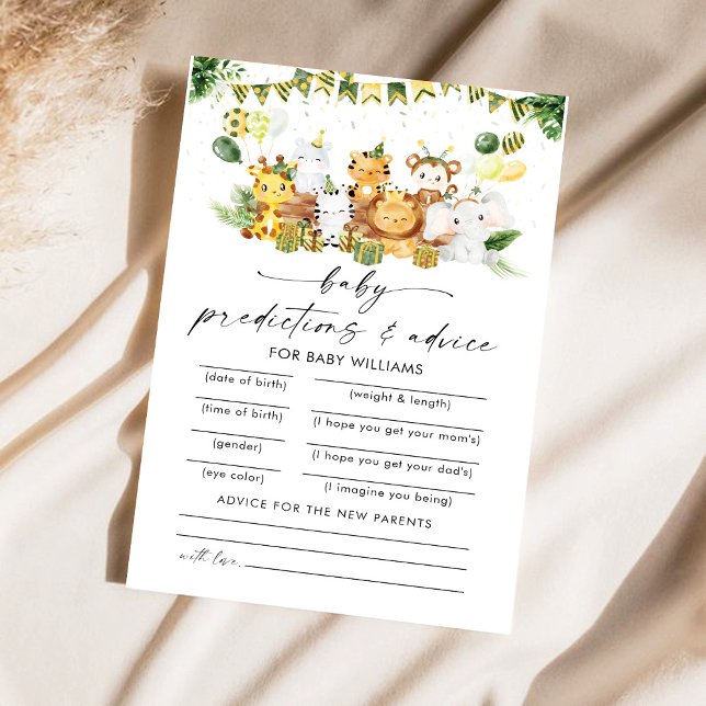 Tarjeta de predicciones de Baby Shower para animal (Subido por el creador)