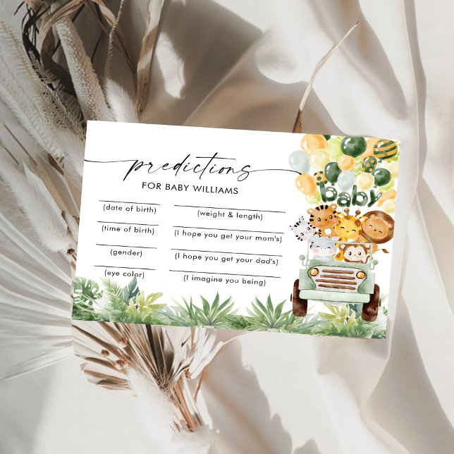 Tarjeta de predicciones de Baby Shower para animal (Subido por el creador)