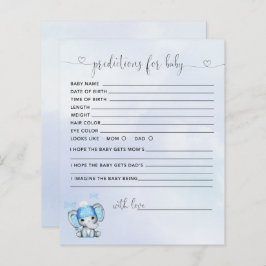Tarjeta de predicciones de Baby Shower para elefan
