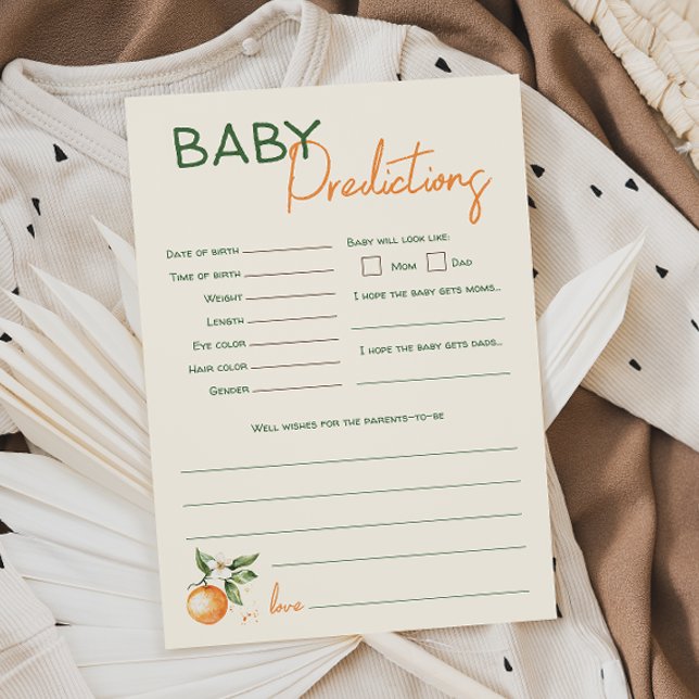 Tarjeta de predicciones de Baby Shower pequeña par (Subido por el creador)