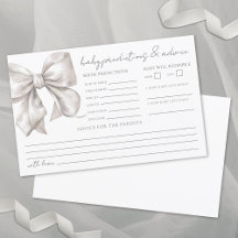 Tarjeta de predicciones de consejos para baby show