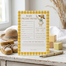 Tarjeta de predicciones de ganso de baby shower de