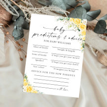 Tarjeta de Predicciones para Baby Shower con Flora