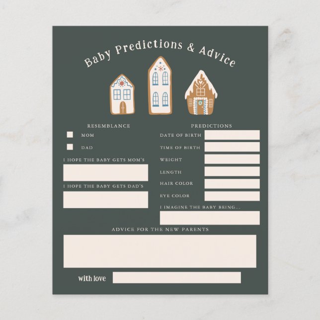 Tarjeta de predicciones para Baby Shower de Niño c (Anverso)