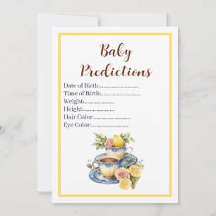 Tarjeta de predicciones para baby shower de taza d