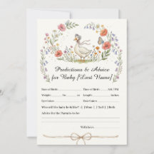 Tarjeta de predicciones para bebé de flores silves