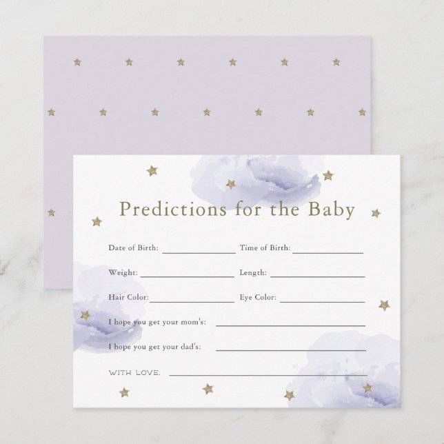 Tarjeta de predicciones para bebé en la nube Gold  (Anverso / Reverso)
