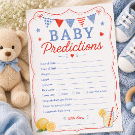 Tarjeta de predicciones para bebé Red White & Due
