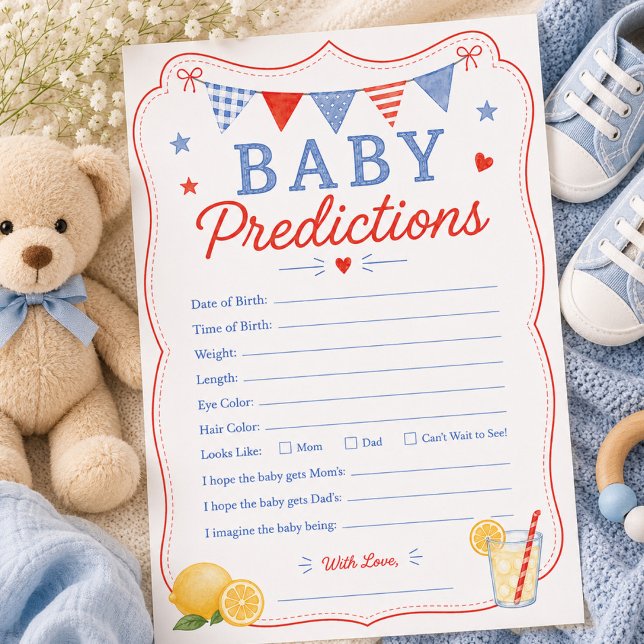 Tarjeta de predicciones para bebé Red White & Due (Subido por el creador)