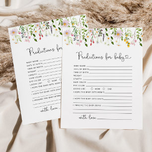 Tarjeta de predicciones para bebés de flores silve