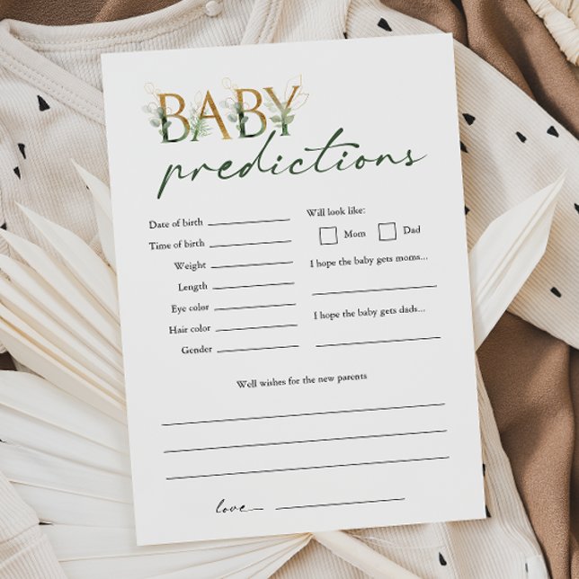 Tarjeta de predicciones para bebés de Greenery & G (Subido por el creador)