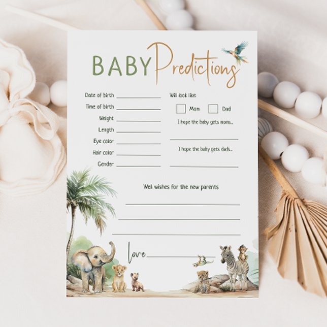 Tarjeta de predicciones para bebés de Jungle Safar (Subido por el creador)