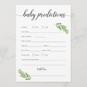 Tarjeta de predicciones para bebés para la vegetac