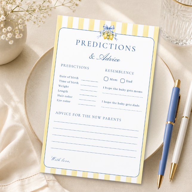 Tarjeta de predicciones y consejos para Baby Showe (Subido por el creador)