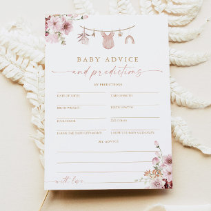 Tarjeta de predicciones y consejos para baby showe