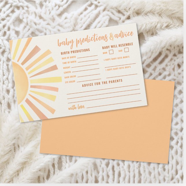 Tarjeta de predicciones y consejos para baby showe (Sunshine Advice Predictions Card Sun Baby Shower )