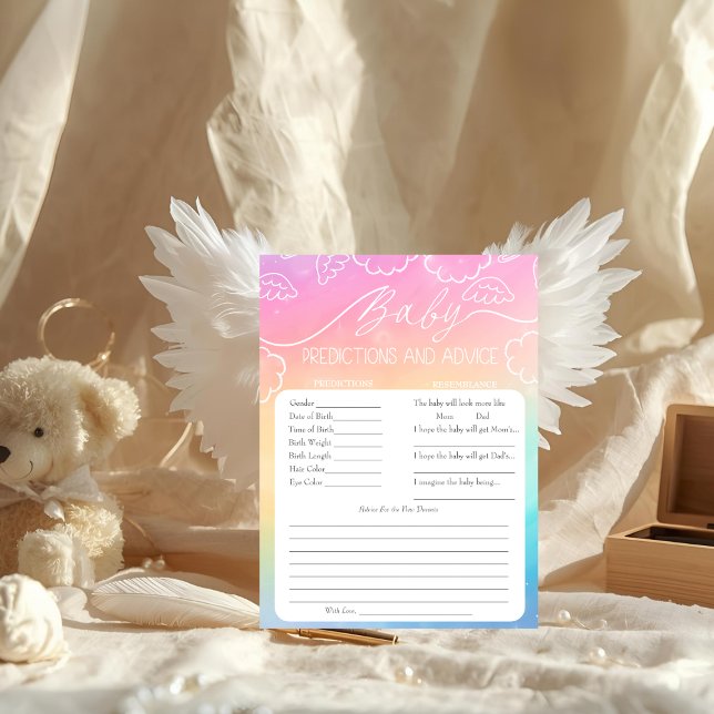 Tarjeta de predicciones y consejos para el bebé Ar (Heavenly Rainbow Baby Predictions & Advice Card)