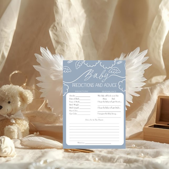 Tarjeta de predicciones y consejos para el bebé Ci (Heavenly Blue Baby Predictions & Advice Card)