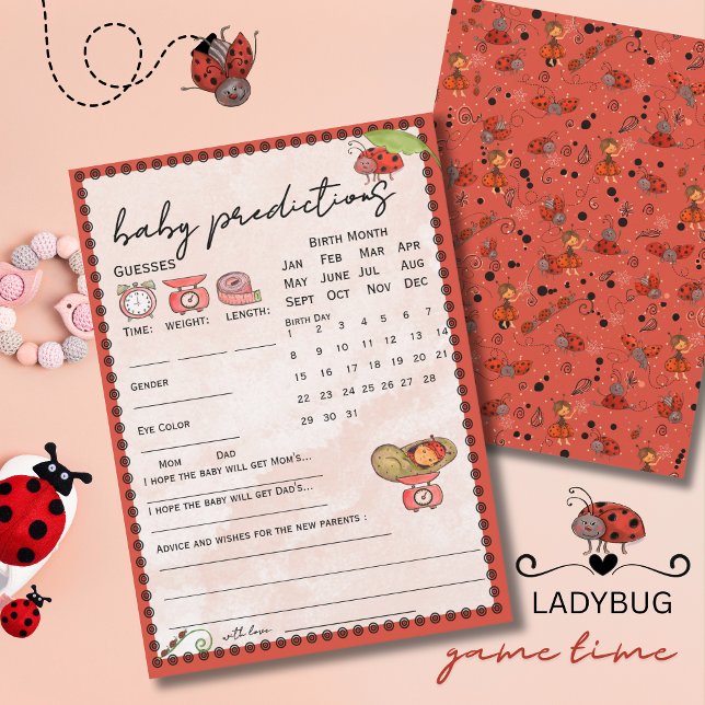 Tarjeta de predicciones y consejos para el bebé ma (Ladybug Baby Predictions and Advice Card )
