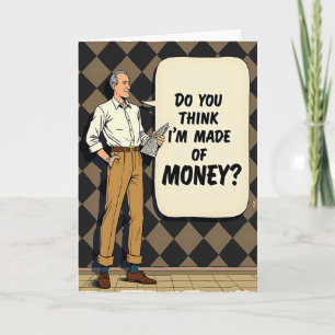 Tarjeta de Preguntas de Dinero del Papá Retro