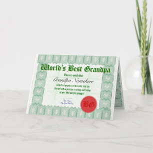 Tarjeta de premio al mejor abuelo del mundo
