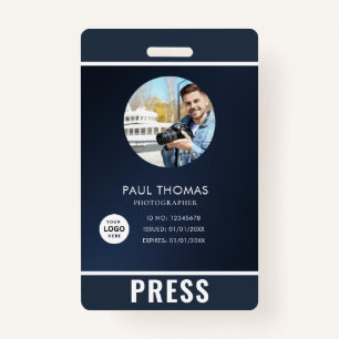 Tarjeta de prensa del fotógrafo fotográfico