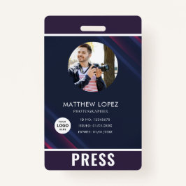 Tarjeta de prensa del fotógrafo fotográfico