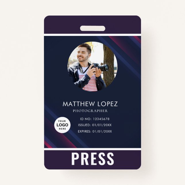 Tarjeta de prensa del fotógrafo fotográfico (Anverso)