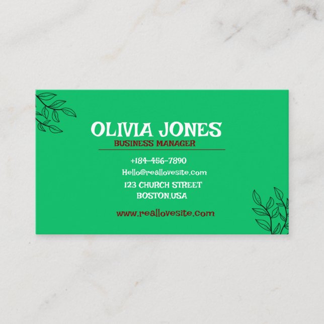 tarjeta de presentación (Anverso)