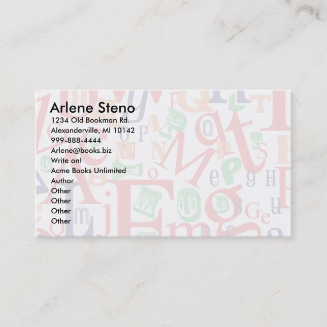 Tarjeta de presentación A a Z (Anverso)