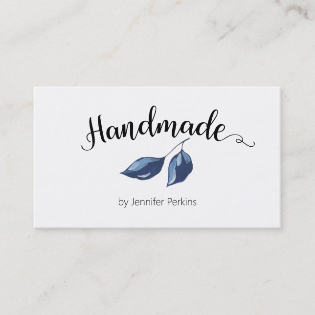 Tarjeta de presentación a mano de color agua minim (Anverso)