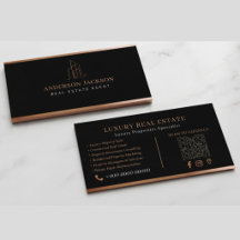 Agente de Bienes Raíces Código QR Lujo Negro Oro