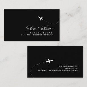 Tarjeta De Presentación Agente de Viajes Blanco y Negro