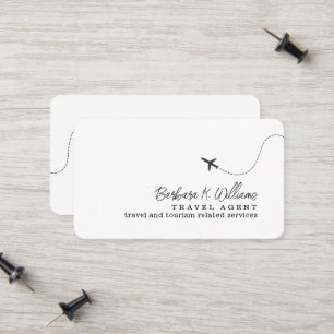 Tarjeta De Presentación Agente de Viajes en Avión Pequeño Blanco