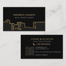 Agente Inmobiliario Código QR Lujo Negro Oro
