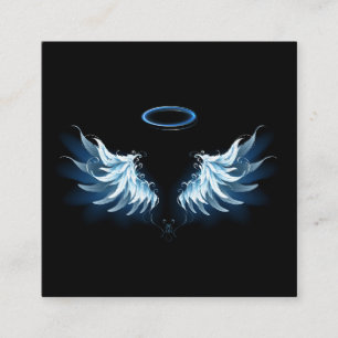 Tarjeta De Presentación Alas de ángel azules brillantes sobre fondo negro