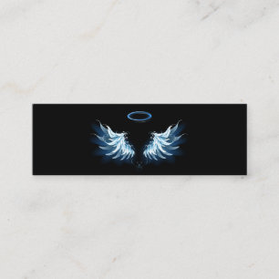 Tarjeta De Presentación Alas del Ángel Azul brillante sobre fondo negro