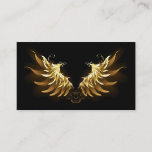Tarjeta De Presentación Alas del Ángel de Oro sobre fondo negro