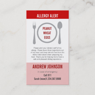 Tarjeta De Presentación Alergia Duotones rojo alerta