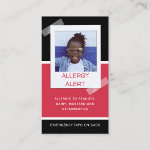 Tarjeta De Presentación Alergia Niños Foto Atención de emergencia médica d